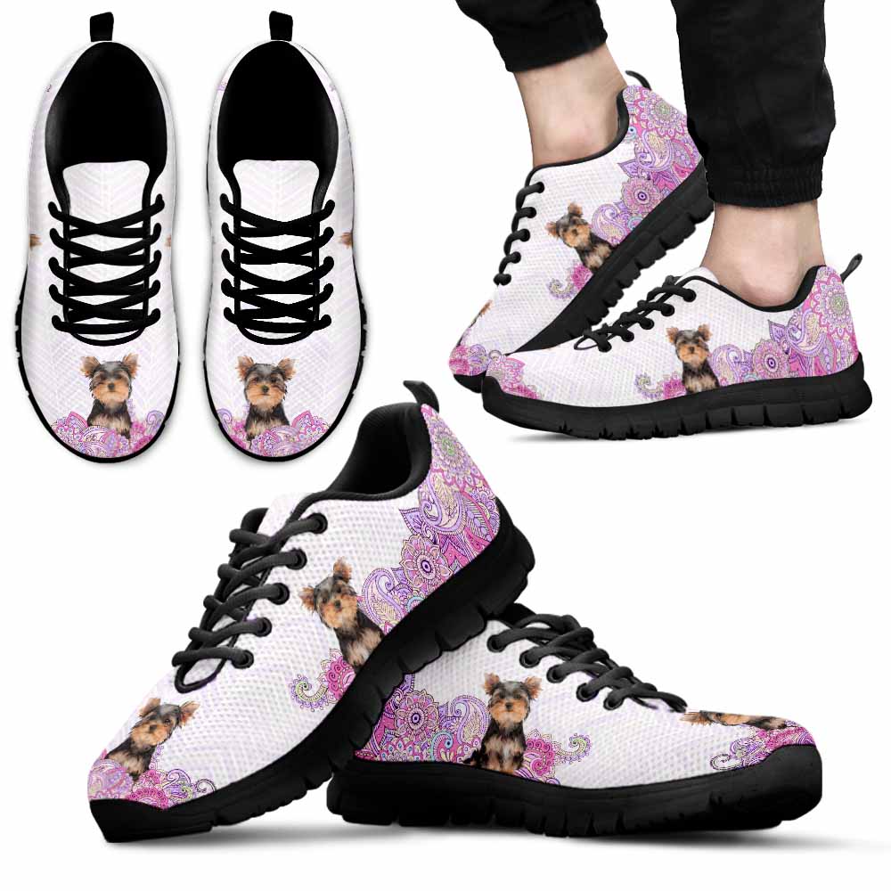SS-W-Dog-PastelMandalaBack-Yorkie-66@ Sneakers Pastel Mandala Back Yorkie 66 Mens Womens Yorkie Shoes. Yorkie Dog Shoes for Men Women. Sneakers Gift for Dog Lovers. Yorkshire Terrier. Pastel Mandala Dog Mom Dad Custom Shoes. 620126