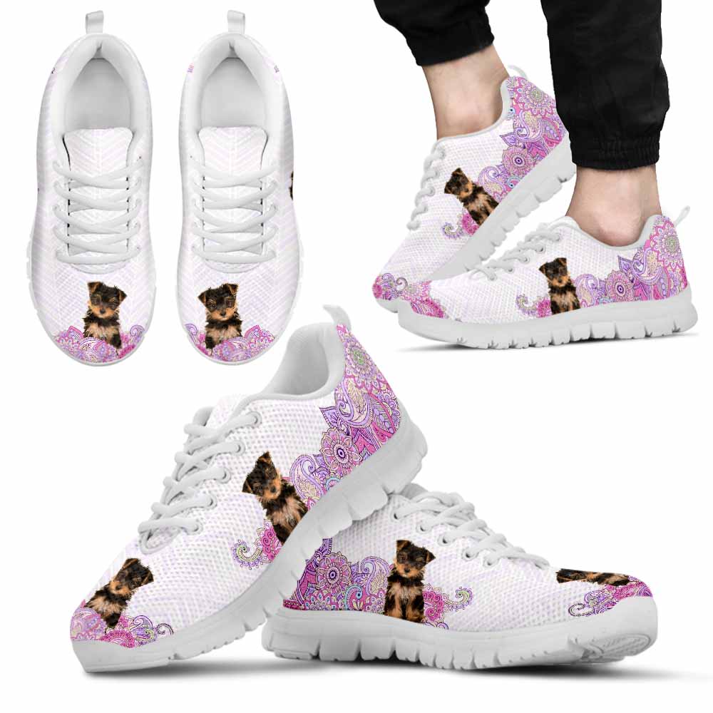 SS-W-Dog-PastelMandalaBack-Yorkie-68@ Sneakers Pastel Mandala Back Yorkie 68 Mens Womens Yorkie Shoes. Yorkie Dog Shoes for Men Women. Sneakers Gift for Dog Lovers. Yorkshire Terrier. Pastel Mandala Dog Mom Dad Custom Shoes. 620065