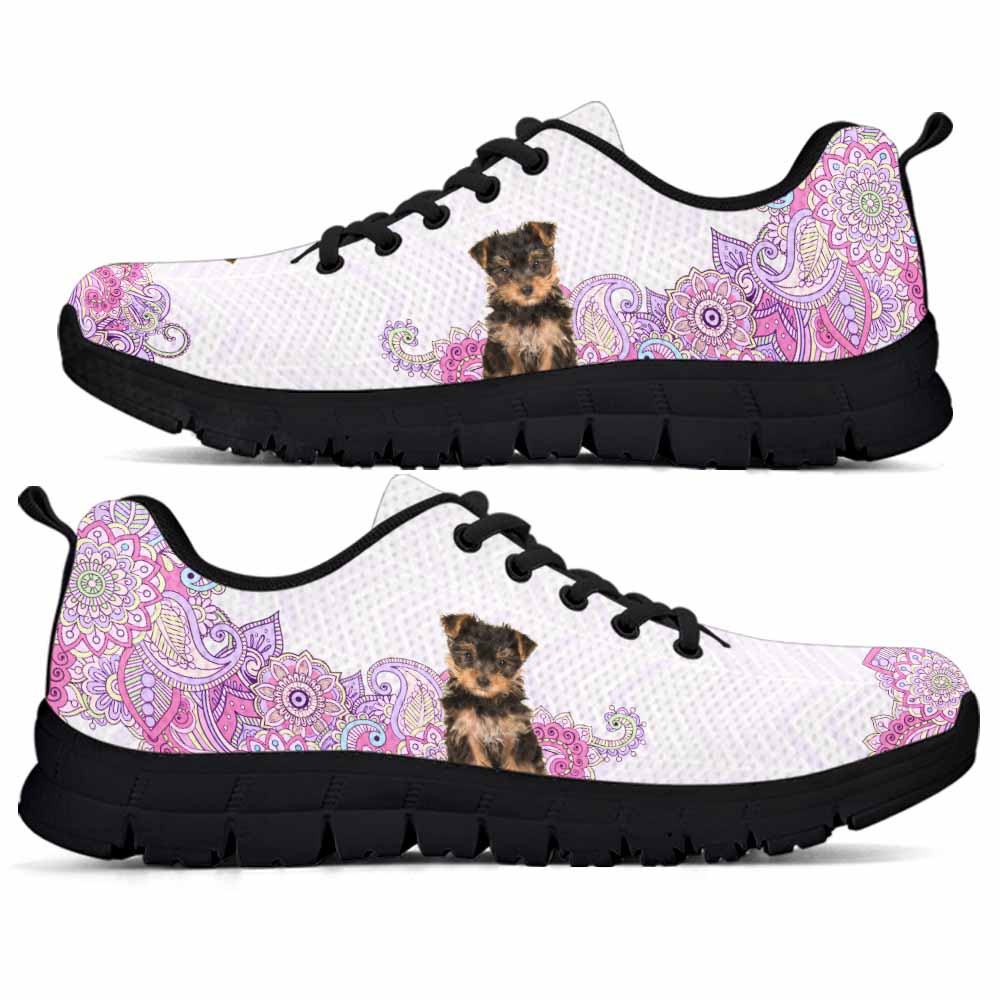 SS-W-Dog-PastelMandalaBack-Yorkie-68@ Sneakers Pastel Mandala Back Yorkie 68 Mens Womens Yorkie Shoes. Yorkie Dog Shoes for Men Women. Sneakers Gift for Dog Lovers. Yorkshire Terrier. Pastel Mandala Dog Mom Dad Custom Shoes. 620062