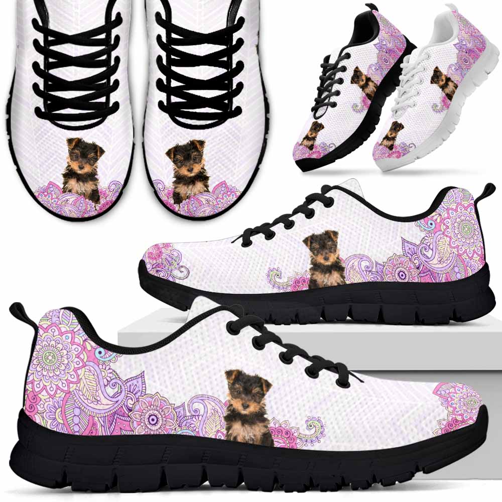 SS-W-Dog-PastelMandalaBack-Yorkie-68@ Sneakers Pastel Mandala Back Yorkie 68 Mens Womens Yorkie Shoes. Yorkie Dog Shoes for Men Women. Sneakers Gift for Dog Lovers. Yorkshire Terrier. Pastel Mandala Dog Mom Dad Custom Shoes. 620061