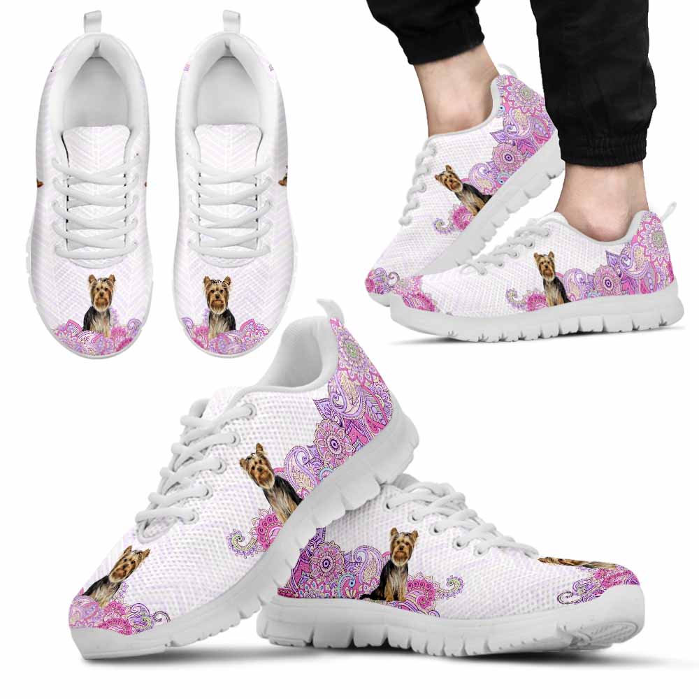 SS-W-Dog-PastelMandalaBack-Yorkie-67@ Sneakers Pastel Mandala Back Yorkie 67 Mens Womens Yorkie Shoes. Yorkie Dog Shoes for Men Women. Sneakers Gift for Dog Lovers. Yorkshire Terrier. Pastel Mandala Dog Mom Dad Custom Shoes. 620003