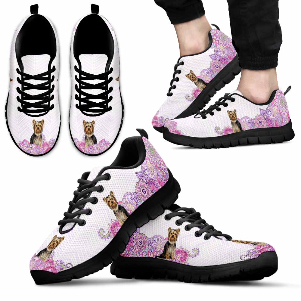 SS-W-Dog-PastelMandalaBack-Yorkie-67@ Sneakers Pastel Mandala Back Yorkie 67 Mens Womens Yorkie Shoes. Yorkie Dog Shoes for Men Women. Sneakers Gift for Dog Lovers. Yorkshire Terrier. Pastel Mandala Dog Mom Dad Custom Shoes. 620002