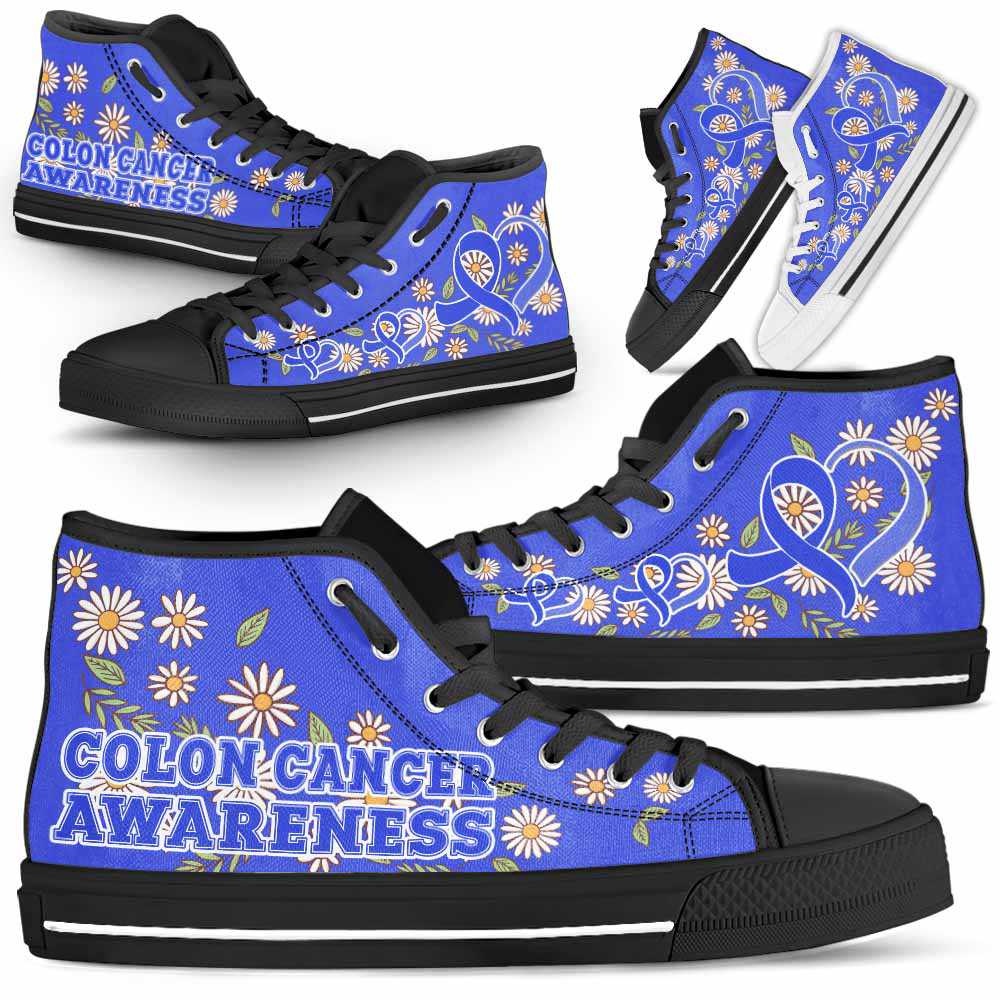 HTS-U-Awareness-DaisyRibbonColorfulBG-Colon_Cancer-15_Colon-Cancer-Colorectal-Cancer-Awareness-Daisy-Ribbon-High-Top-Shoes-Women-Men-Fighter-Survivor-Gift-_1_20200817 HTS-U-Awareness-DaisyRibbonColorfulBG-Colon_Cancer-15@ Daisy Ribbon Colorful BG Colon Cancer 15-Colon Cancer Colorectal Cancer Awareness Daisy Ribbon High Top Shoes Women Men. Fighter Survivor Gift.