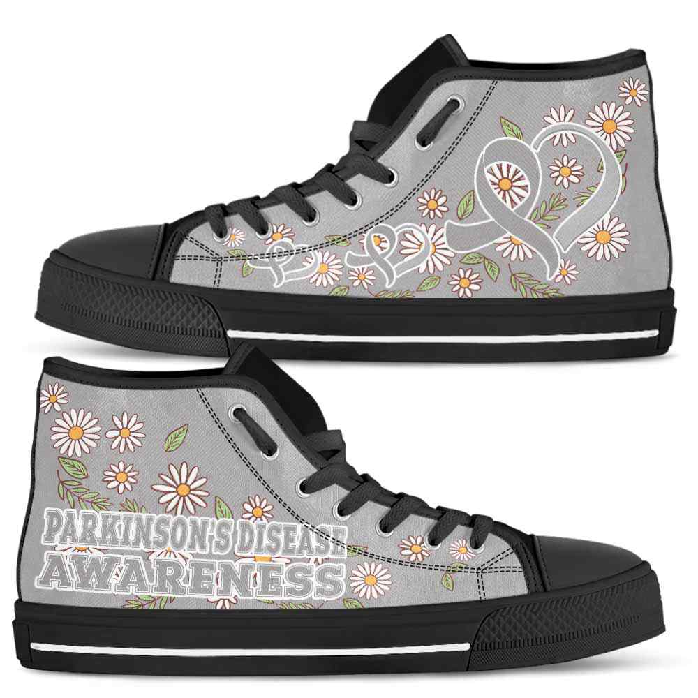 HTS-U-Awareness-DaisyRibbonColorfulBG-Parkinsons_Disease-33_Parkinson-S-Disease-Awareness-Daisy-Ribbon-High-Top-Shoes-Women-Men-Fighter-Survivor-Gift-_2_20200817 HTS-U-Awareness-DaisyRibbonColorfulBG-Parkinson's_Disease-33@ Daisy Ribbon Colorful BG Parkinson's Disease 33-Parkinson'S Disease Awareness Daisy Ribbon High Top Shoes Women Men. Fighter Survivor Gift.