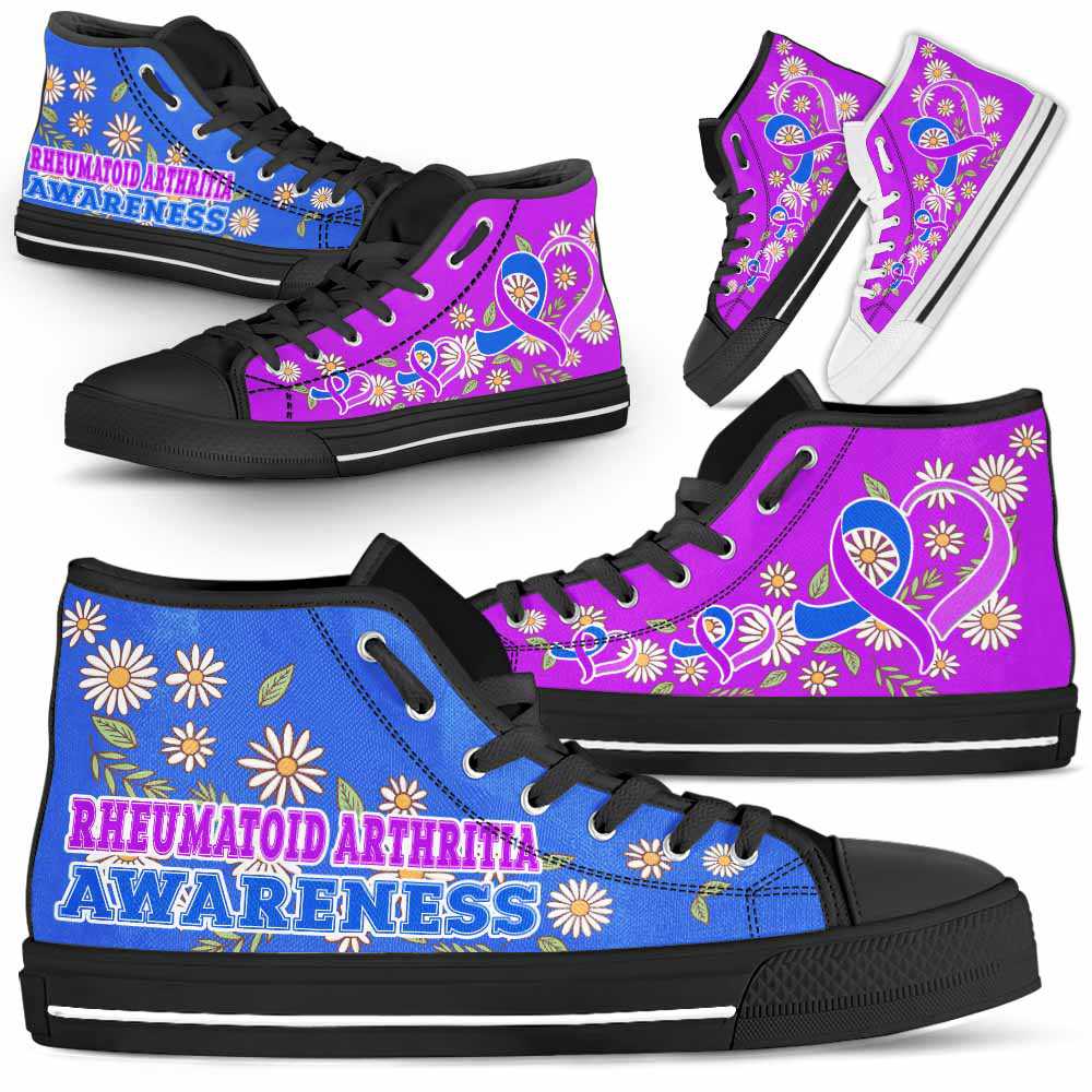 HTS-U-Awareness-DaisyRibbonColorfulBG-Rheumatoid_Arthritia-36_Rheumatoid-Arthritia-Awareness-Daisy-Ribbon-High-Top-Shoes-Women-Men-Fighter-Survivor-Gift-_1_20200817 HTS-U-Awareness-DaisyRibbonColorfulBG-Rheumatoid_Arthritia-36@ Daisy Ribbon Colorful BG Rheumatoid Arthritia 36-Rheumatoid Arthritia Awareness Daisy Ribbon High Top Shoes Women Men. Fighter Survivor Gift.