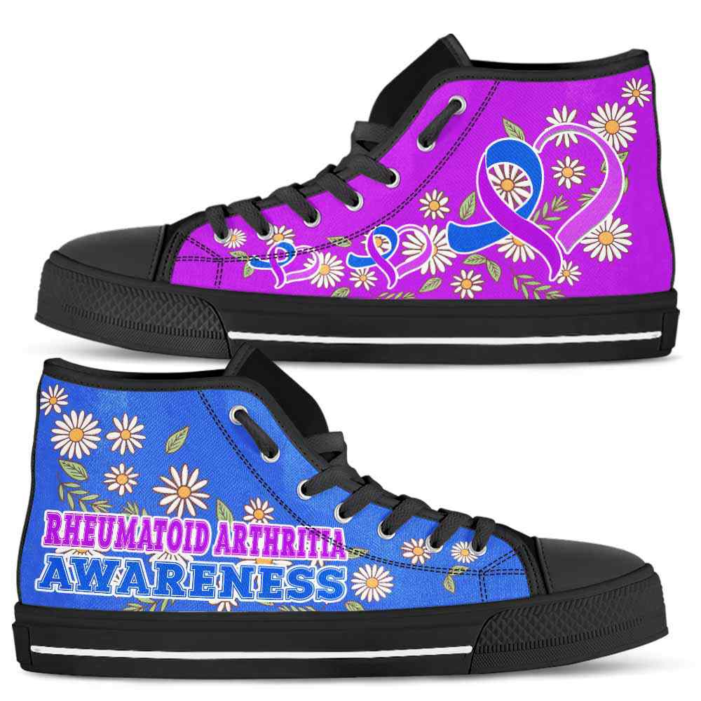 HTS-U-Awareness-DaisyRibbonColorfulBG-Rheumatoid_Arthritia-36_Rheumatoid-Arthritia-Awareness-Daisy-Ribbon-High-Top-Shoes-Women-Men-Fighter-Survivor-Gift-_2_20200817 HTS-U-Awareness-DaisyRibbonColorfulBG-Rheumatoid_Arthritia-36@ Daisy Ribbon Colorful BG Rheumatoid Arthritia 36-Rheumatoid Arthritia Awareness Daisy Ribbon High Top Shoes Women Men. Fighter Survivor Gift.