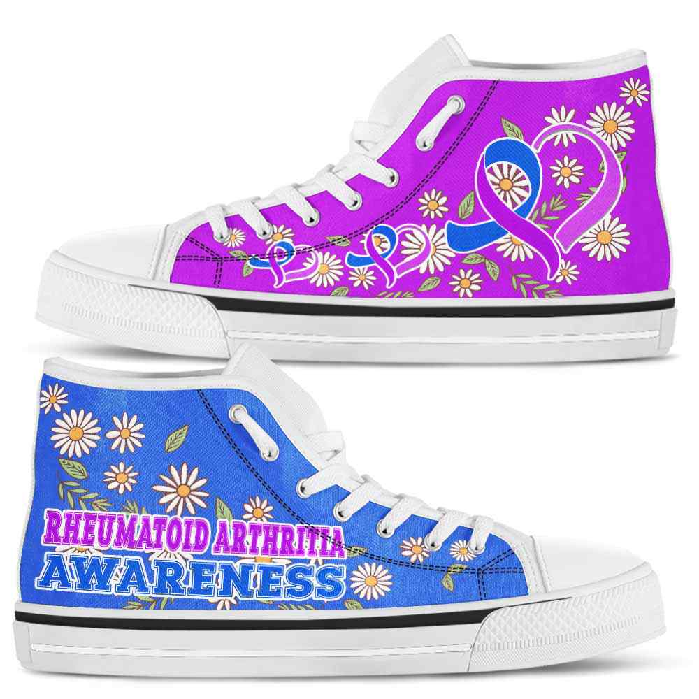 HTS-U-Awareness-DaisyRibbonColorfulBG-Rheumatoid_Arthritia-36_Rheumatoid-Arthritia-Awareness-Daisy-Ribbon-High-Top-Shoes-Women-Men-Fighter-Survivor-Gift-_3_20200817 HTS-U-Awareness-DaisyRibbonColorfulBG-Rheumatoid_Arthritia-36@ Daisy Ribbon Colorful BG Rheumatoid Arthritia 36-Rheumatoid Arthritia Awareness Daisy Ribbon High Top Shoes Women Men. Fighter Survivor Gift.