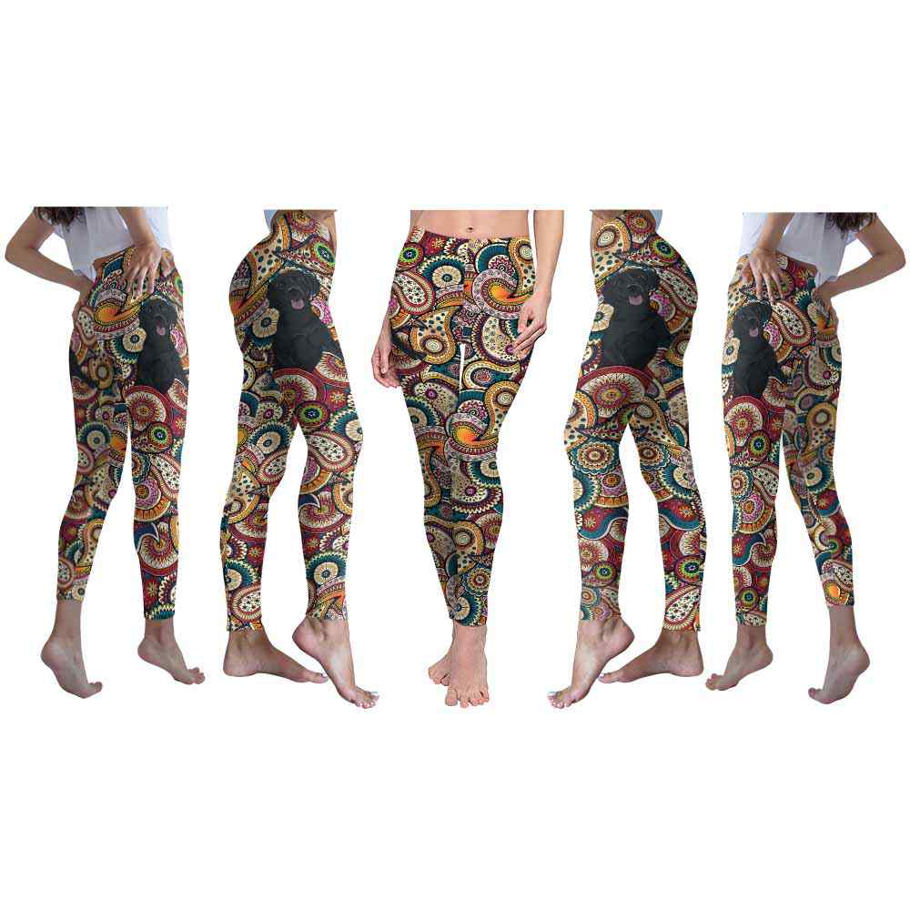 LEGG-W-Dog-RedMandalaBG-Lab-38-Lab Dog Lovers Colorful Mandala Yoga Gym Workout Women Leggings. Dog Mom Dog Dad Dog Owner Gift Custom Leggings. Labrador Retriever