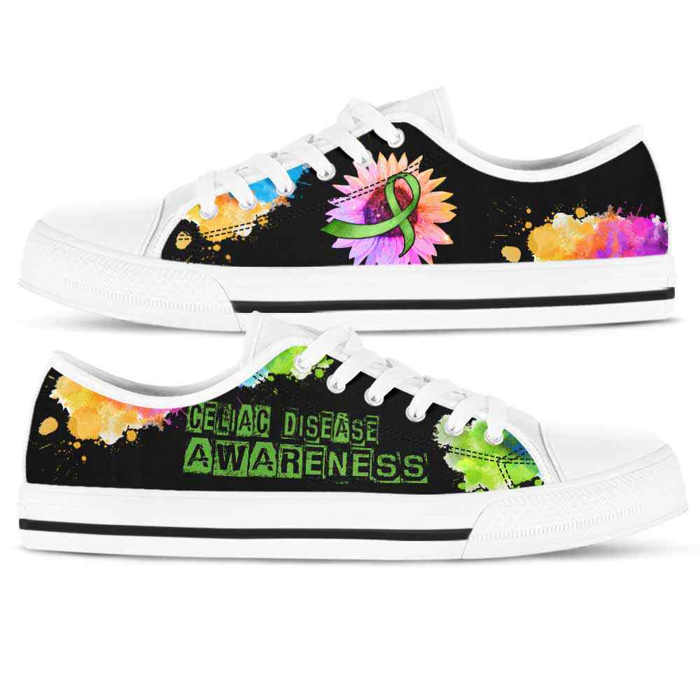LTS-U-Awareness-WatercolorSunflowerRibbon-Celiac_Disease-11_Celiac-Disease-Awareness-Ribbon-Low-Top-Shoes-Watercolor-Sunflower-Fighter-Survivor-Gift-_3_20200817 LTS-U-Awareness-WatercolorSunflowerRibbon-Celiac_Disease-11@ Watercolor Sunflower Ribbon Celiac Disease 11-Celiac Disease Awareness Ribbon Low Top Shoes Watercolor Sunflower. Fighter Survivor Gift.