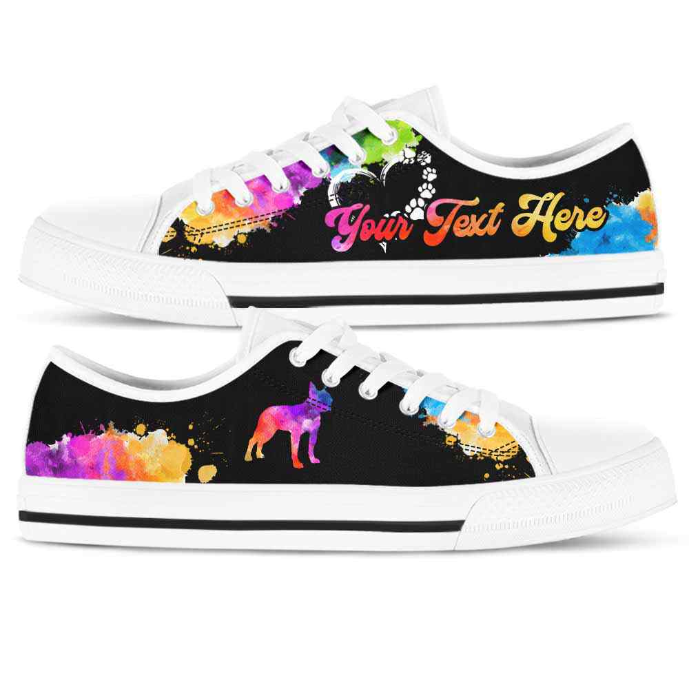 LTS-W-Dog-CustomWatercolor-Boston_Terrier-3@ Custom Watercolor Boston Terrier 3-Boston Terrier Dog Lovers Watercolor Low Top Shoes Gift Men Women. Dog Mom Dog Dad Custom Shoes.