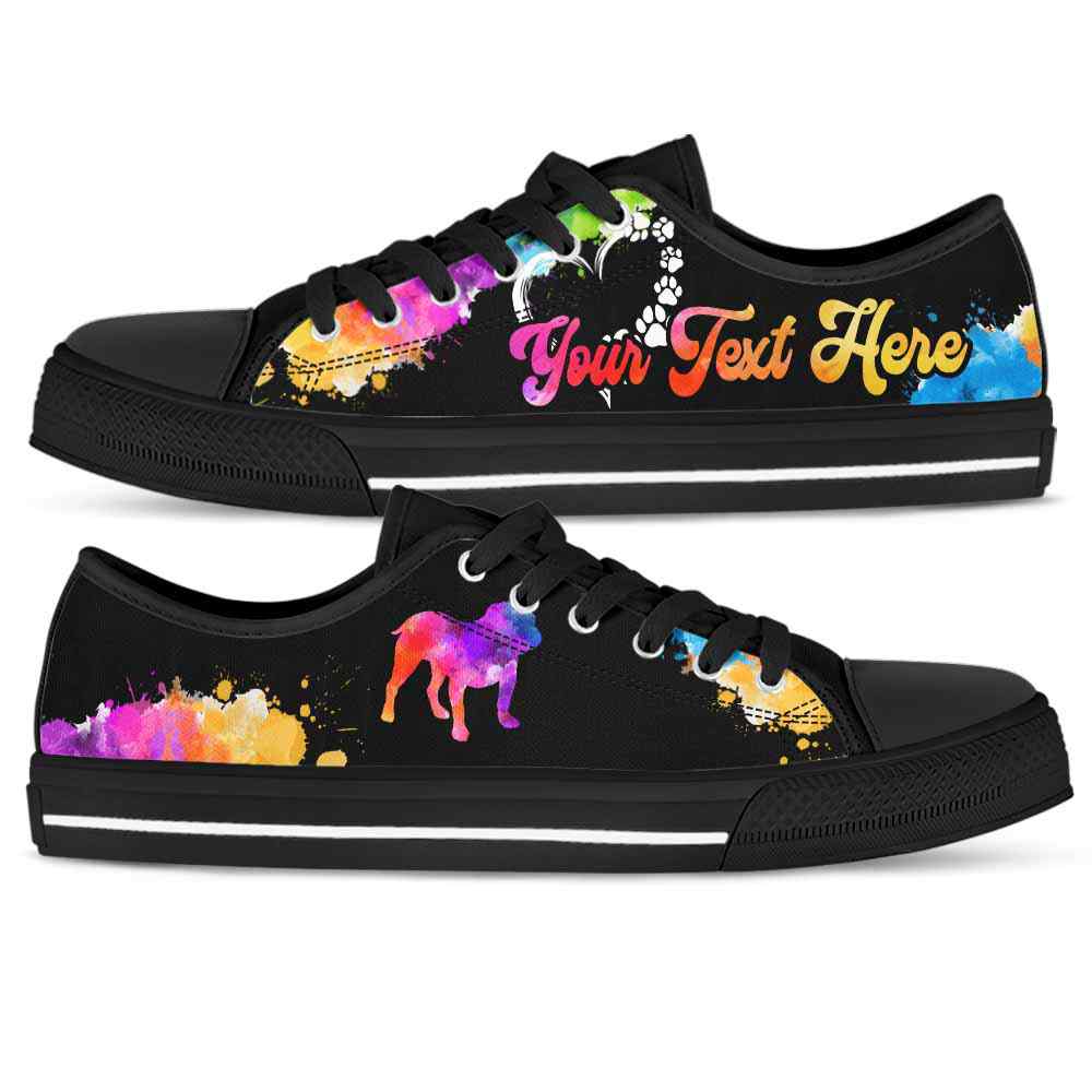 LTS-W-Dog-CustomWatercolor-Bulldog-6@ Custom Watercolor Bulldog 6-Bulldog Dog Lovers Watercolor Low Top Shoes Gift Men Women. Dog Mom Dog Dad Colorful Custom Shoes.