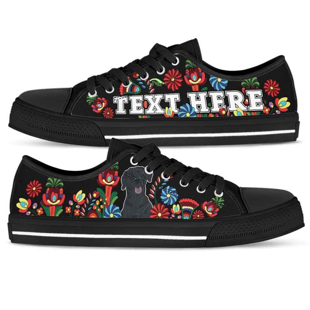 LTS-W-Dog-Embroidery13-Lab-38@undefined-Lab Dog Lovers Tennis Shoes Colorful Floral Gym Low Top Shoes Gift Women Men. Dog Mom Dog Dad Custom Shoes. Labrador Retriever