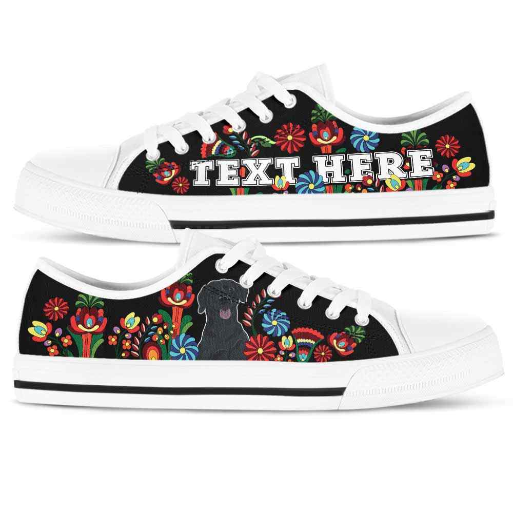 LTS-W-Dog-Embroidery13-Lab-38@undefined-Lab Dog Lovers Tennis Shoes Colorful Floral Gym Low Top Shoes Gift Women Men. Dog Mom Dog Dad Custom Shoes. Labrador Retriever