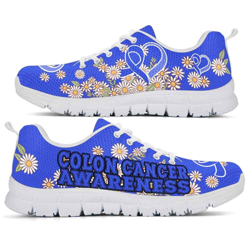 SS-U-Awareness-DaisyRibbonColorfulBG-ColCan-14_Colon-Cancer-Colorectal-Cancer-Awareness-Ribbon-Daisy-Flower-Sneakers-Gym-Running-Shoes-Hope-Love-Fighter-Survivor-Gift-_3_20200829 SS-U-Awareness-DaisyRibbonColorfulBG-ColCan-14@undefined-Colon Cancer Colorectal Cancer Awareness Ribbon Daisy Flower Sneakers Gym Running Shoes. Hope Love Fighter Survivor Gift.