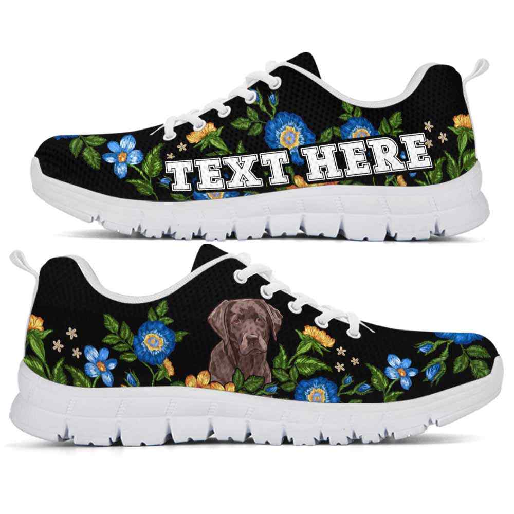 SS-W-Dog-Embroidery9-Lab-37@undefined-Lab Colorful Floral Flower Dog Lovers Sneakers Gym Running Shoes Gift Women Men. Dog Mom Dog Dad Custom Shoes. Labrador Retriever
