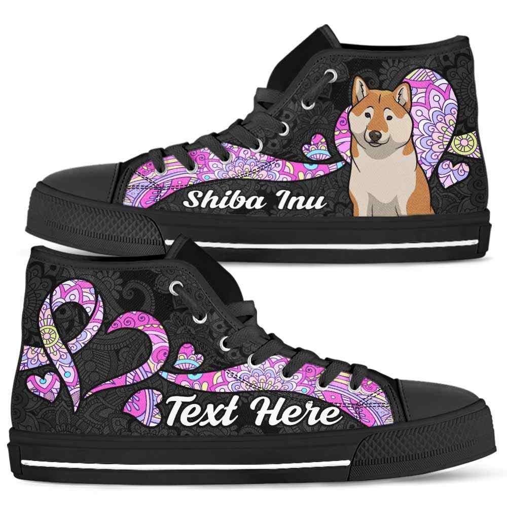 HTS-U-Dog-PastelMandalaNa011-SInu-60@undefined-Shiba Inu Dog Lovers Pastel Mandala Canvas Shoes High Top Shoes Gift Men Women. Dog Mom Dog Dad Custom Shoes.