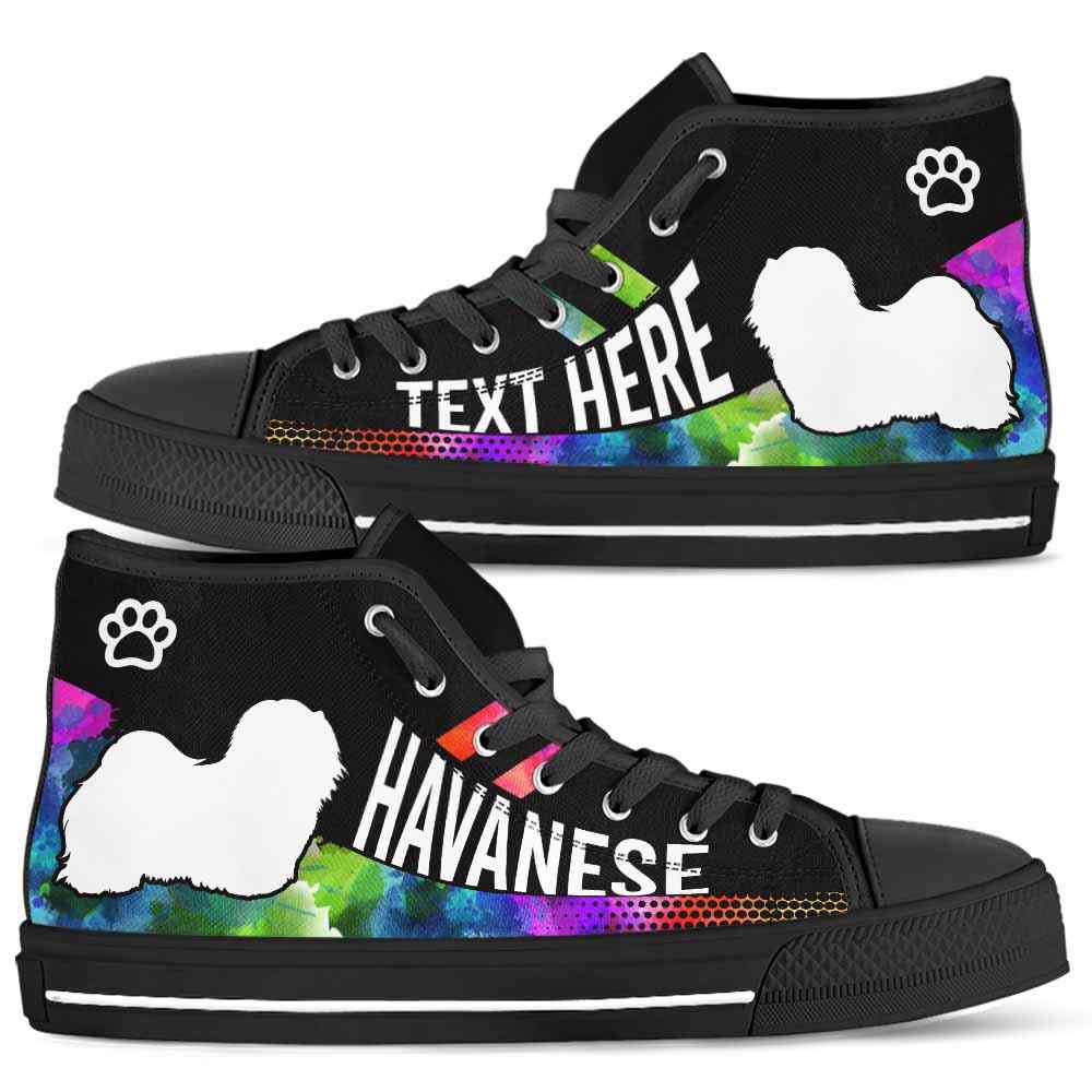 HTS-U-Dog-Watercolor01NaSportline9-Hava-14@undefined-Havanese Dog Lovers Watercolor Canvas Shoes High Top Shoes Gift Men Women. Dog Mom Dog Dad Custom Shoes.