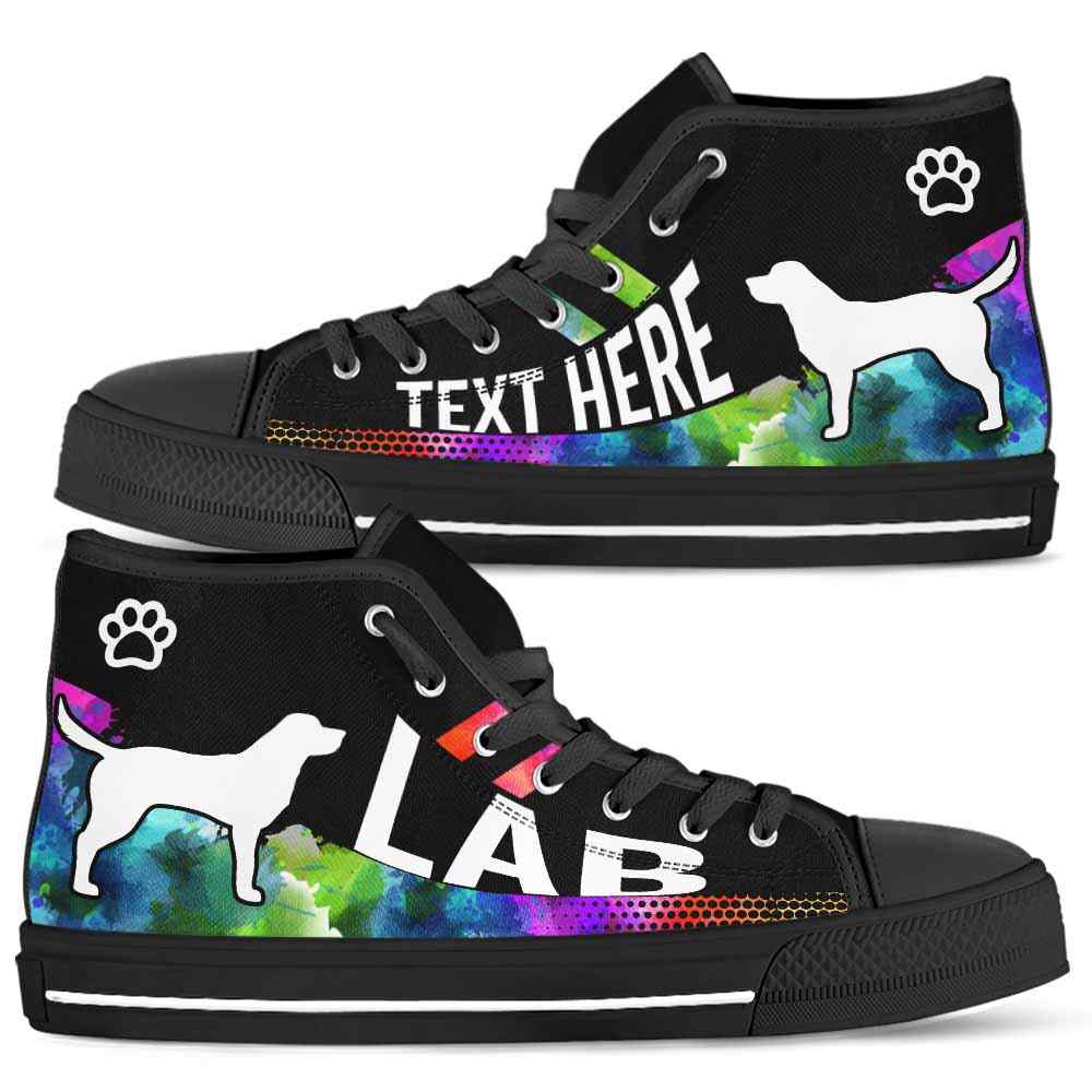 HTS-U-Dog-Watercolor01NaSportline9-Lab-17@undefined-Lab Dog Lovers Watercolor Canvas Shoes High Top Shoes Gift Men Women. Dog Mom Dog Dad Custom Shoes. Labrador Retriever