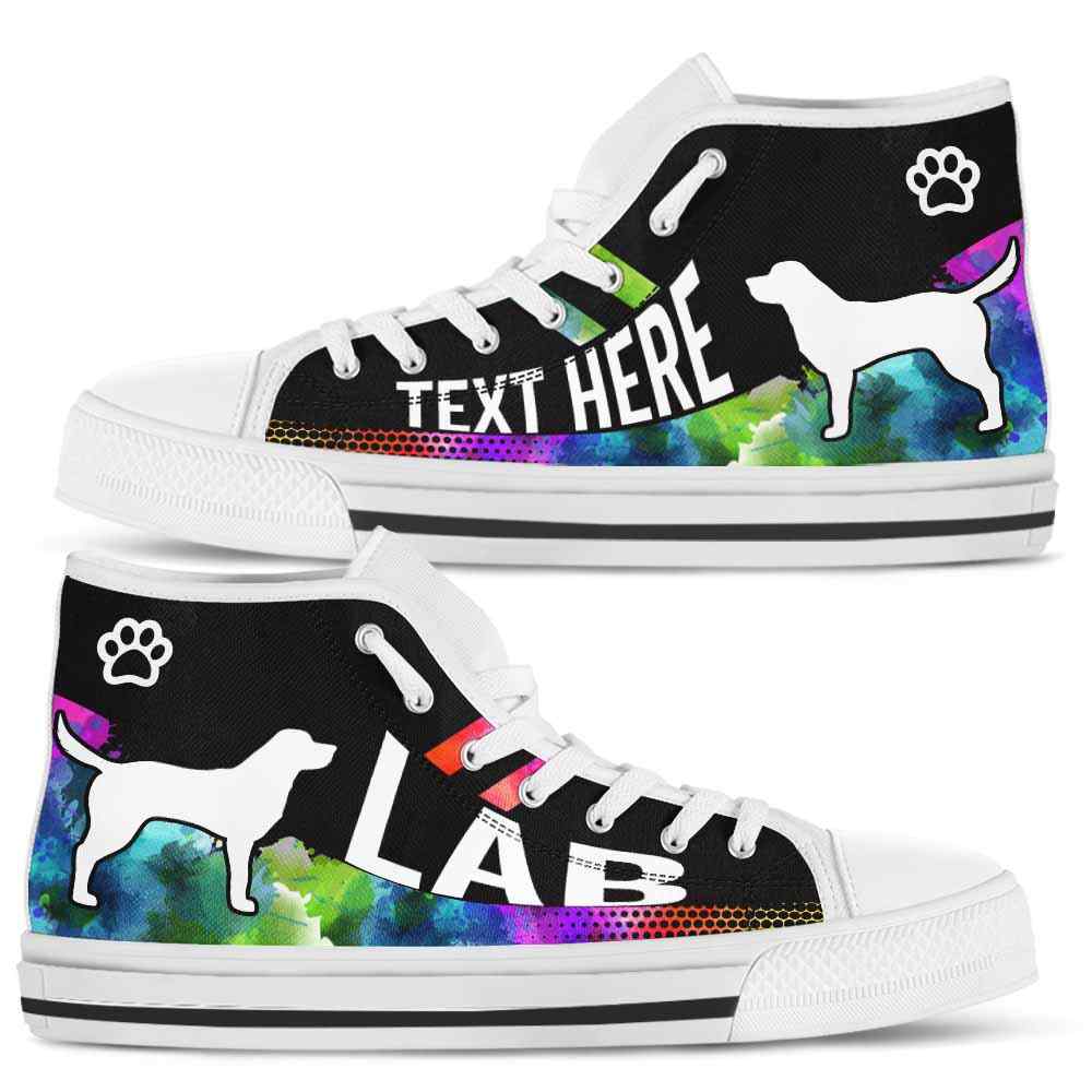 HTS-U-Dog-Watercolor01NaSportline9-Lab-17@undefined-Lab Dog Lovers Watercolor Canvas Shoes High Top Shoes Gift Men Women. Dog Mom Dog Dad Custom Shoes. Labrador Retriever