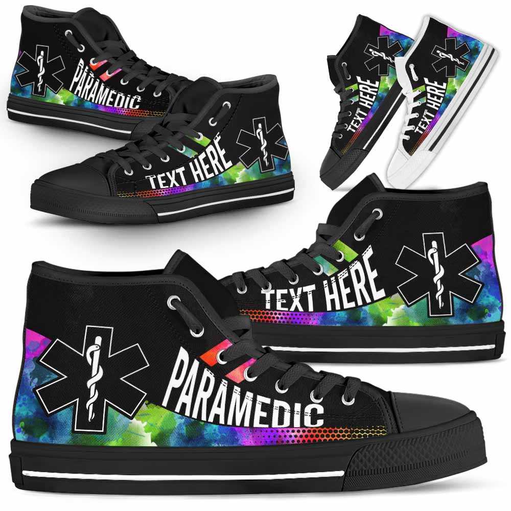 HTS-U-Nurse-Watercolor01NaSportline9-Pardic-16@undefined-Paramedic Watercolor Colorful Canvas Shoes High Top Shoes Gift Women Men. Custom Shoes.