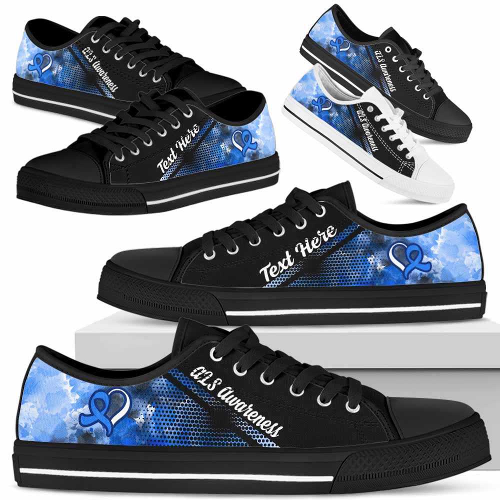 LTS-U-Awareness-Watercolor01NaSportline9-ALS-1@undefined-Als Amyotrophic Lateral Sclerosis Awareness Ribbon Watercolor Tennis Shoes Gym Low Top Shoes. Women Men Custom Gift.
