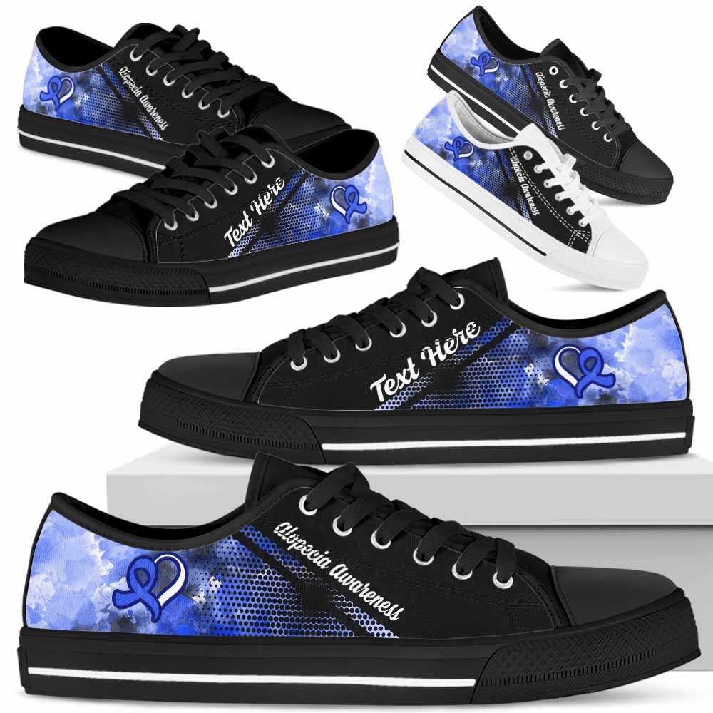 LTS-U-Awareness-Watercolor01NaSportline9-Alopec-0@undefined-Alopecia Awareness Ribbon Watercolor Tennis Shoes Gym Low Top Shoes. Women Men Custom Gift.