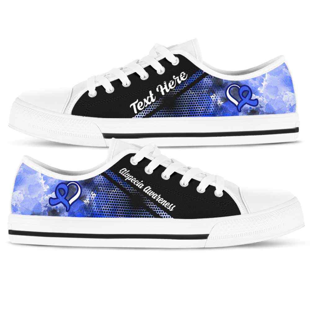 LTS-U-Awareness-Watercolor01NaSportline9-Alopec-0@undefined-Alopecia Awareness Ribbon Watercolor Tennis Shoes Gym Low Top Shoes. Women Men Custom Gift.