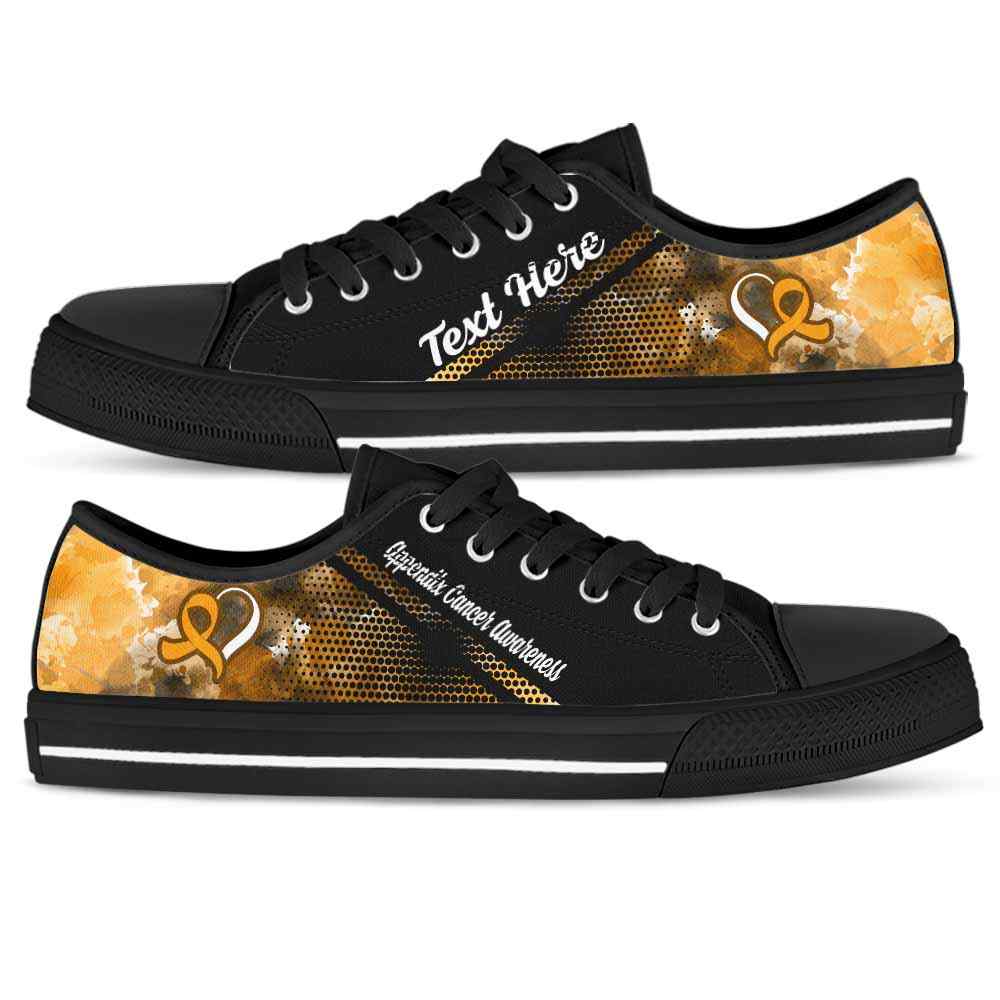 LTS-U-Awareness-Watercolor01NaSportline9-AppCan-4@undefined-Appendix Cancer Awareness Ribbon Watercolor Tennis Shoes Gym Low Top Shoes. Women Men Custom Gift.