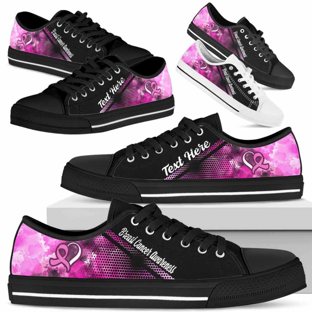LTS-U-Awareness-Watercolor01NaSportline9-BreCan-9@undefined-Breast Cancer Awareness Ribbon Watercolor Tennis Shoes Gym Low Top Shoes. Women Men Custom Gift.