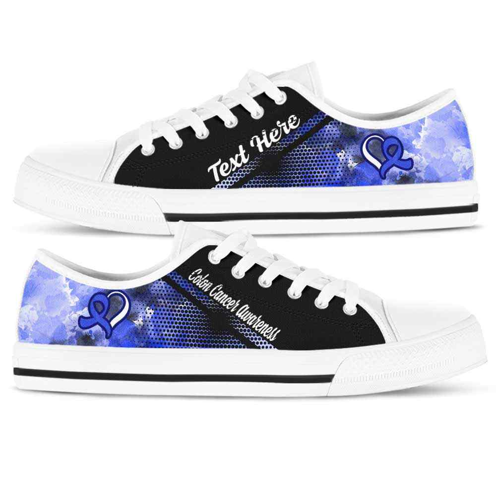 LTS-U-Awareness-Watercolor01NaSportline9-ColCan-14@undefined-Colon Cancer Colorectal Cancer Awareness Ribbon Watercolor Tennis Shoes Gym Low Top Shoes. Women Men Custom Gift.