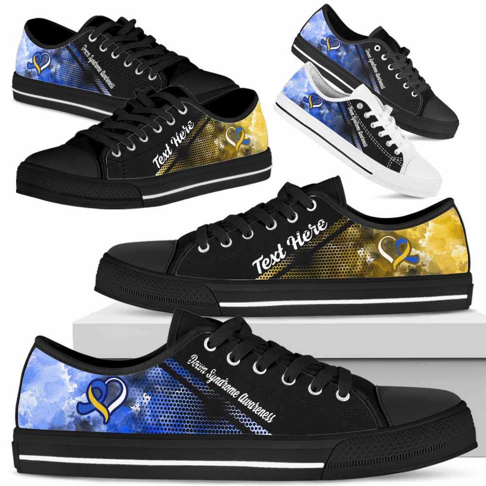 LTS-U-Awareness-Watercolor01NaSportline9-DowSyn-17@undefined-Down Syndrome Awareness Ribbon Watercolor Tennis Shoes Gym Low Top Shoes. Women Men Custom Gift.