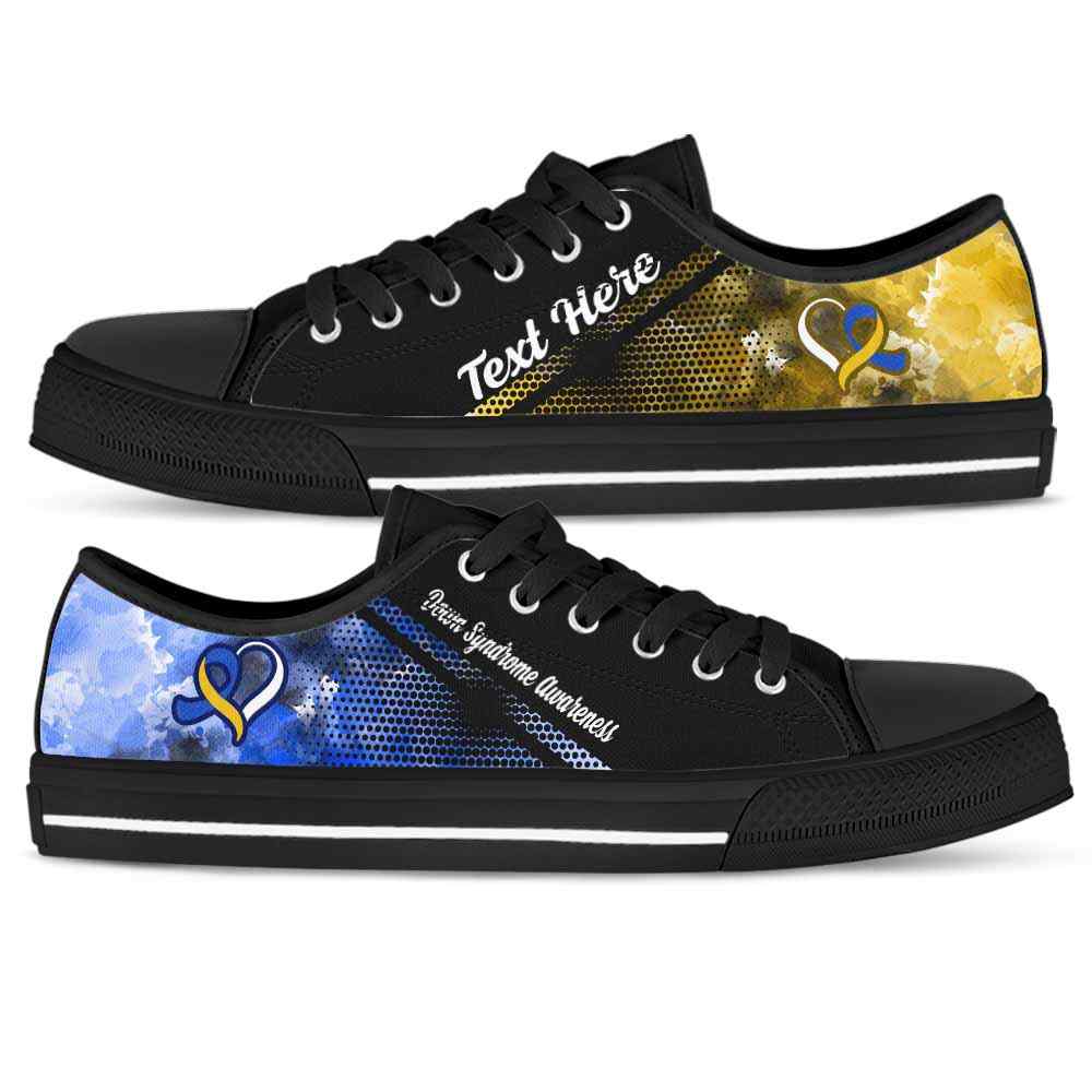 LTS-U-Awareness-Watercolor01NaSportline9-DowSyn-17@undefined-Down Syndrome Awareness Ribbon Watercolor Tennis Shoes Gym Low Top Shoes. Women Men Custom Gift.
