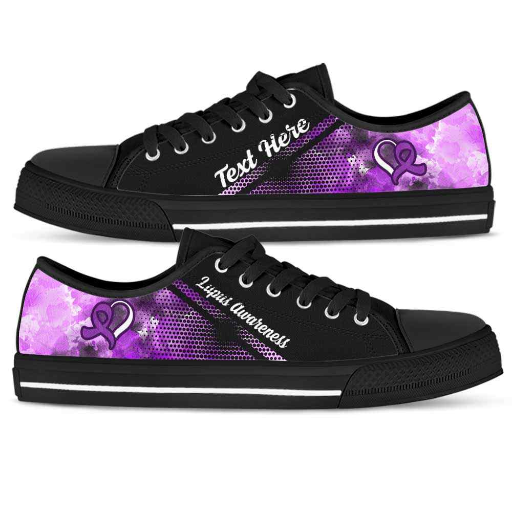 LTS-U-Awareness-Watercolor01NaSportline9-Lupus-26@undefined-Lupus Awareness Ribbon Watercolor Tennis Shoes Gym Low Top Shoes. Women Men Custom Gift.