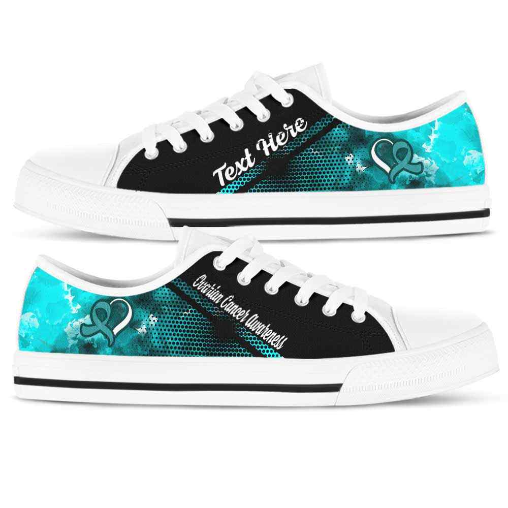 LTS-U-Awareness-Watercolor01NaSportline9-OvaCan-31@undefined-Ovarian Cancer Awareness Ribbon Watercolor Tennis Shoes Gym Low Top Shoes. Women Men Custom Gift.