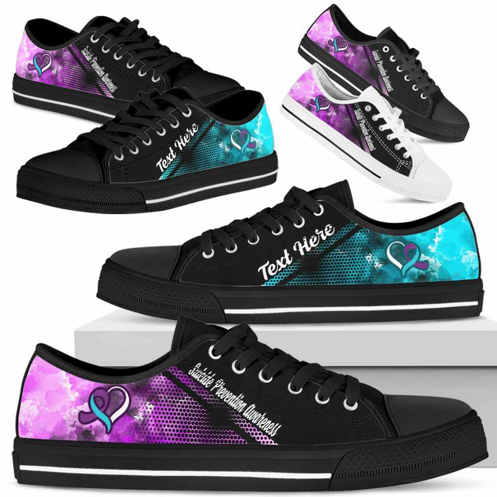 LTS-U-Awareness-Watercolor01NaSportline9-SuiPre-39@undefined-Suicide Prevention Awareness Ribbon Watercolor Tennis Shoes Gym Low Top Shoes. Women Men Custom Gift.