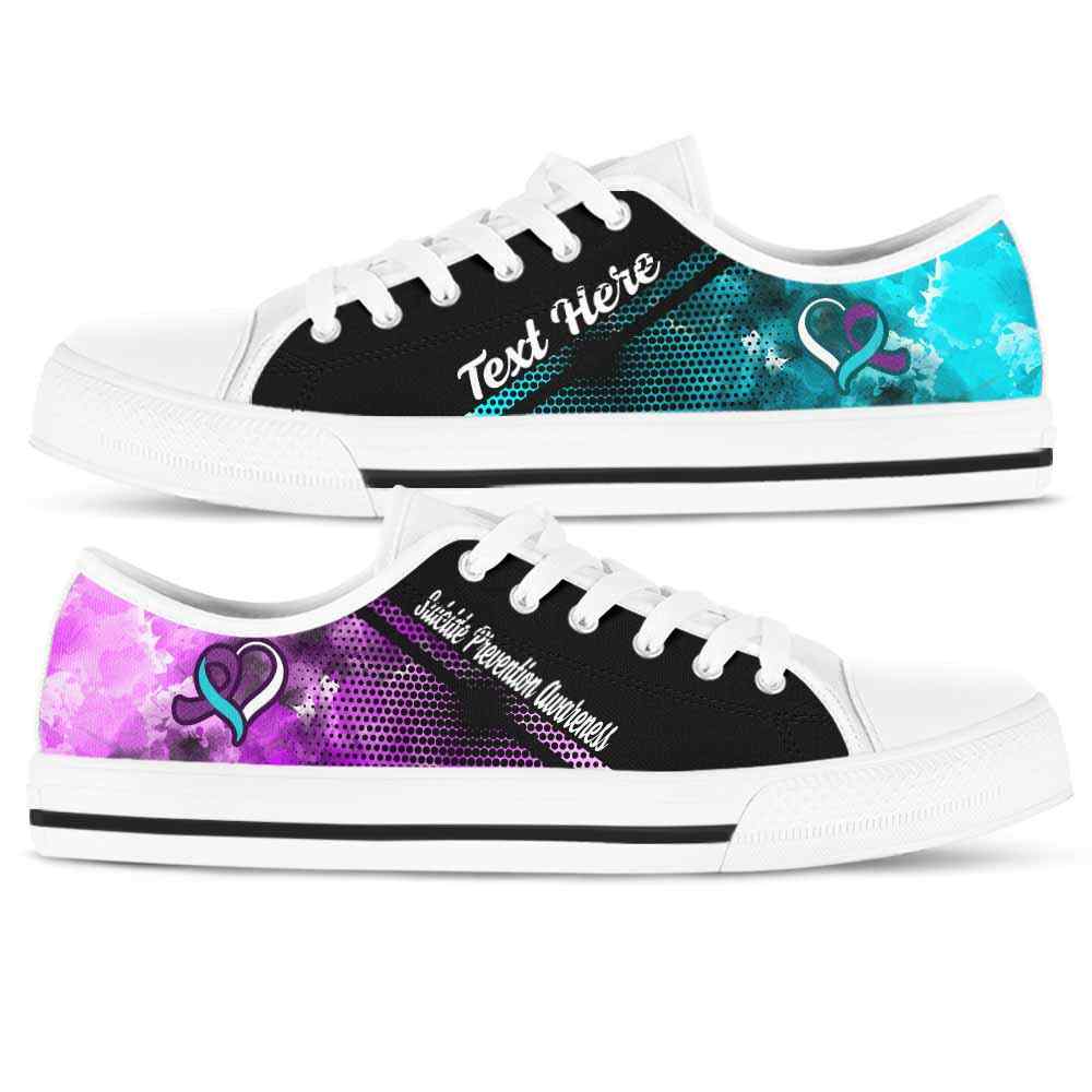 LTS-U-Awareness-Watercolor01NaSportline9-SuiPre-39@undefined-Suicide Prevention Awareness Ribbon Watercolor Tennis Shoes Gym Low Top Shoes. Women Men Custom Gift.