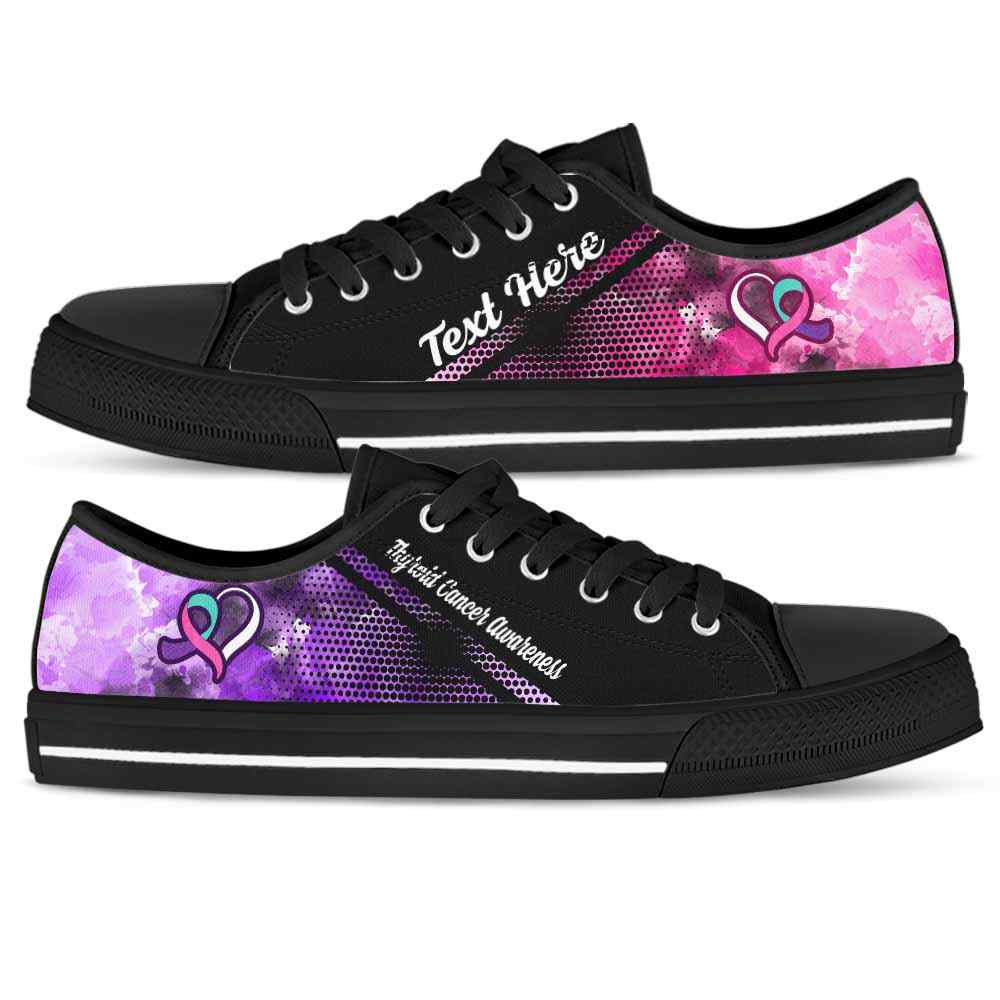 LTS-U-Awareness-Watercolor01NaSportline9-ThyCan-40@undefined-Thyroid Cancer Awareness Ribbon Watercolor Tennis Shoes Gym Low Top Shoes. Women Men Custom Gift.