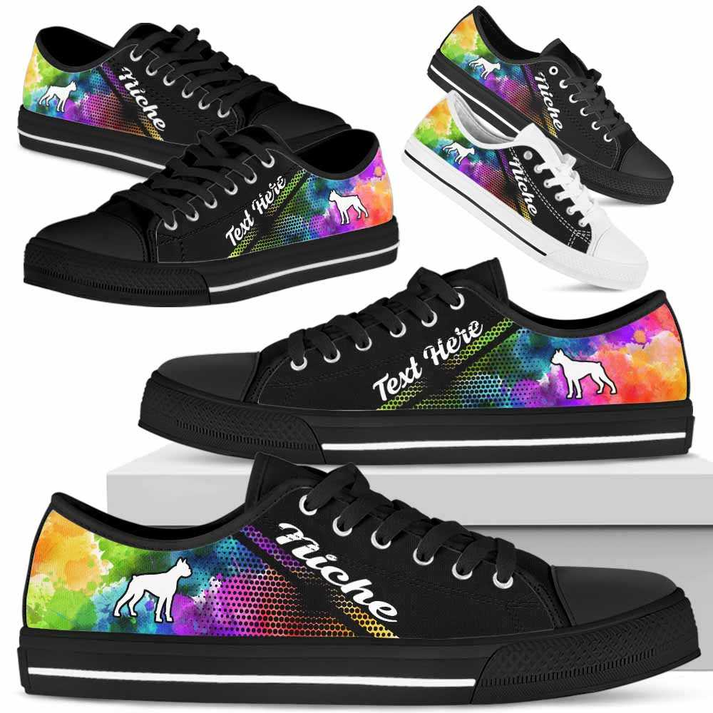 LTS-U-Dog-Watercolor01NaSportline9-Boxer-4@undefined-Boxer Dog Lovers Watercolor Tennis Shoes Gym Low Top Shoes Gift Men Women. Dog Mom Dog Dad Custom Shoes.