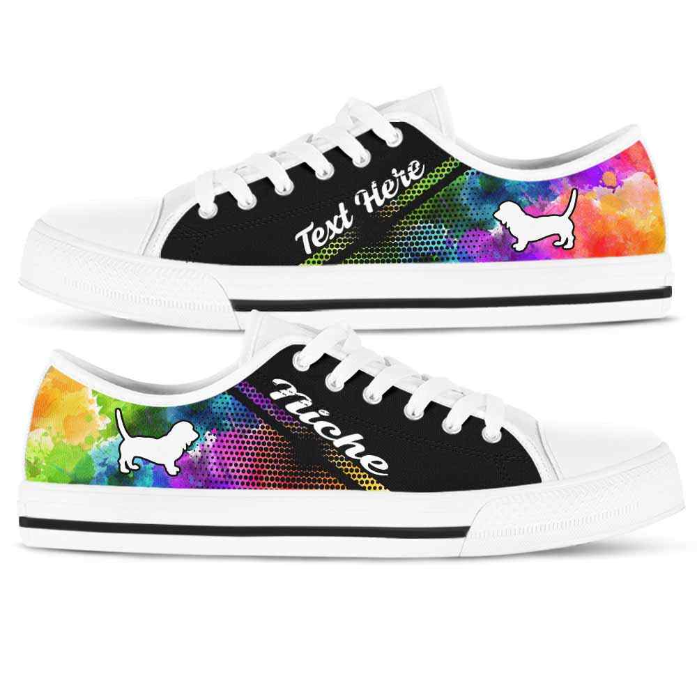 LTS-U-Dog-Watercolor01NaSportline9-BsHo-1@undefined-Basset Hound Dog Lovers Watercolor Tennis Shoes Gym Low Top Shoes Gift Men Women. Dog Mom Dog Dad Custom Shoes.