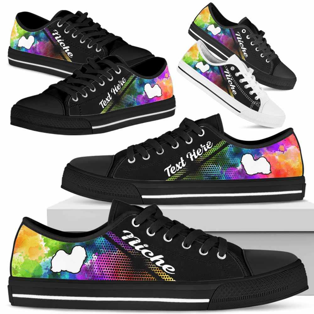 LTS-U-Dog-Watercolor01NaSportline9-Hava-14@undefined-Havanese Dog Lovers Watercolor Tennis Shoes Gym Low Top Shoes Gift Men Women. Dog Mom Dog Dad Custom Shoes.