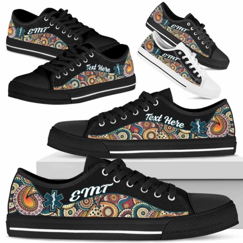 LTS-U-Nurse-Mandala02NaSportline10-EMT-4@undefined-Emt Emergency Medical Technician Mandala Tennis Shoes Gym Low Top Shoes Gift Women Men. Custom Shoes.