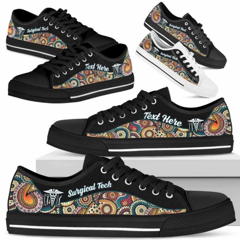 LTS-U-Nurse-Mandala02NaSportline10-SurTec-30@undefined-Surgical Tech Surgical Technologist Mandala Tennis Shoes Gym Low Top Shoes Gift Women Men. Custom Shoes.