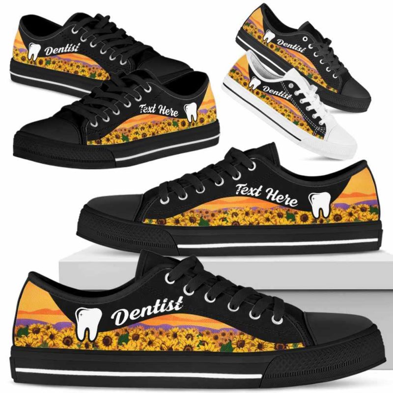 LTS-U-Nurse-Sunflower02NaSportline10-Dentist-3@undefined-Dentist Sunflower Field Tennis Shoes Gym Low Top Shoes Gift Women Men. Custom Shoes.