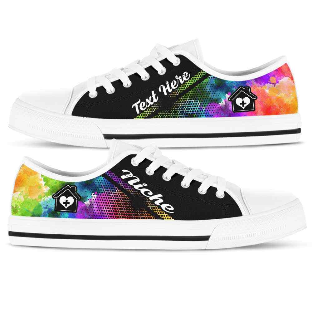 LTS-U-Nurse-Watercolor01NaSportline9-HHAid-5@undefined-Home Health Aide Watercolor Tennis Shoes Gym Low Top Shoes Gift Women Men. Custom Shoes.