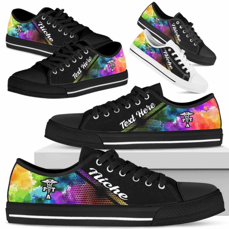 LTS-U-Nurse-Watercolor01NaSportline9-PTA-24@undefined-Pta Physical Therapy Assistant Watercolor Tennis Shoes Gym Low Top Shoes Gift Women Men. Custom Shoes.