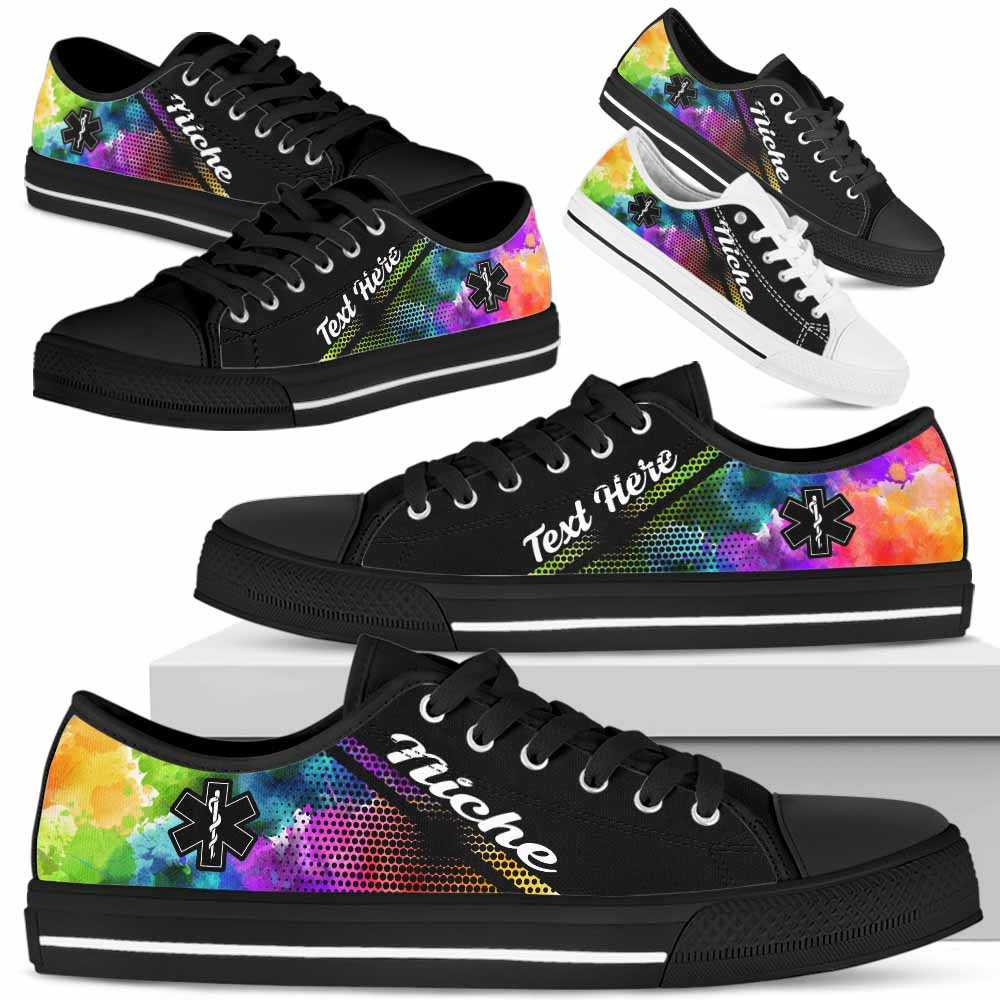 LTS-U-Nurse-Watercolor01NaSportline9-Pardic-16@undefined-Paramedic Watercolor Tennis Shoes Gym Low Top Shoes Gift Women Men. Custom Shoes.