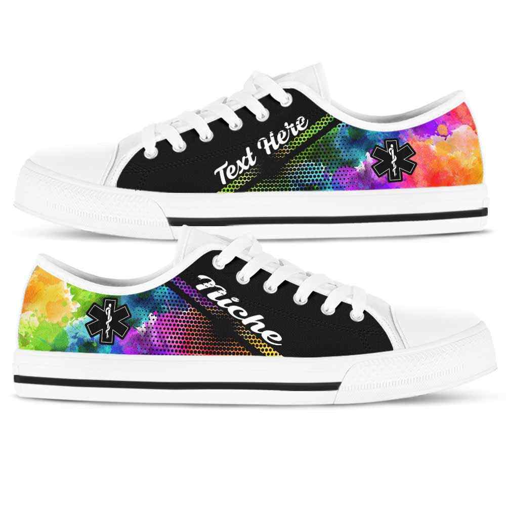 LTS-U-Nurse-Watercolor01NaSportline9-Pardic-16@undefined-Paramedic Watercolor Tennis Shoes Gym Low Top Shoes Gift Women Men. Custom Shoes.