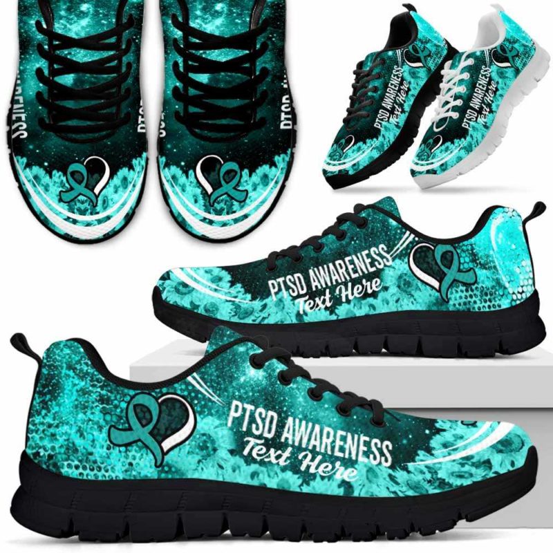 SS-U-Awareness-SunflowerGalaxy01NaSportline10a-PTSD-34@undefined-Ptsd Post Traumatic Stress Disorder Awareness Ribbon Sunflower Galaxy Sneakers Gym Running Shoes. Survivor Fight Custom Gift.