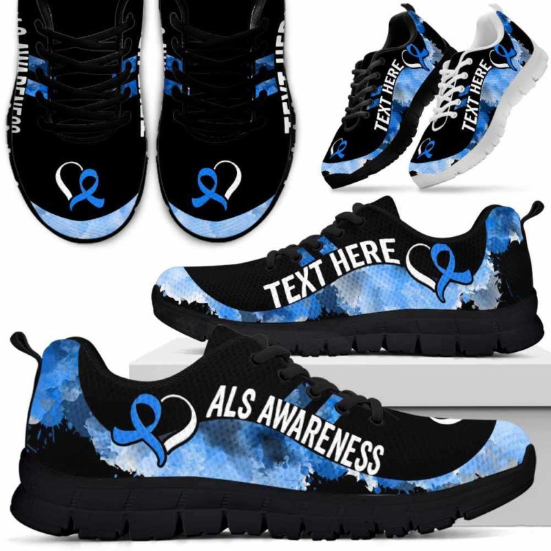 SS-U-Awareness-Watercolor01NaSportline9-ALS-1@undefined-Als Amyotrophic Lateral Sclerosis Awareness Ribbon Watercolor Sneakers Gym Running Shoes. Survivor Fighter Custom Gift.