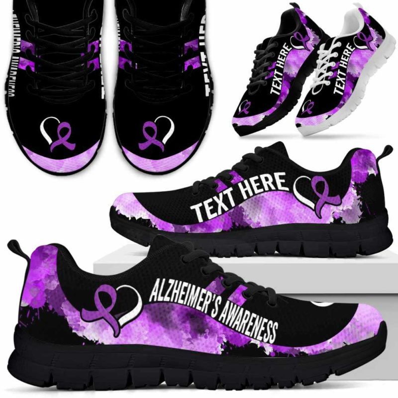 SS-U-Awareness-Watercolor01NaSportline9-Alzhei-2@undefined-Alzheimer'S Awareness Ribbon Watercolor Sneakers Gym Running Shoes. Survivor Fighter Custom Gift.